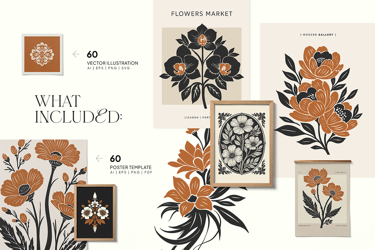 Linocut Flowers | Poster Builder, an Object Graphic by KetteCreate (Photo 3 of 12)