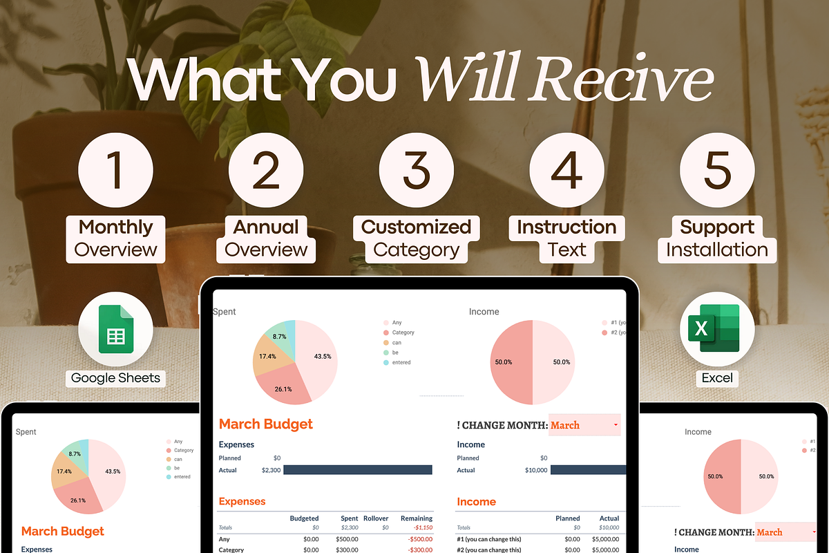 Monthly Budget Spreadsheet – Google, a Templates & Theme by vitalinagerman (Photo 3 of 11)