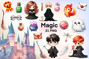 Wizardry school PNG bundle