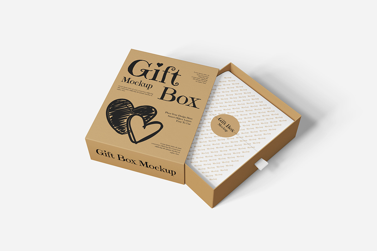 Gift Box Mockup PSD Packaging, an Advertising Mockup by Indah (Photo 3 of 6)