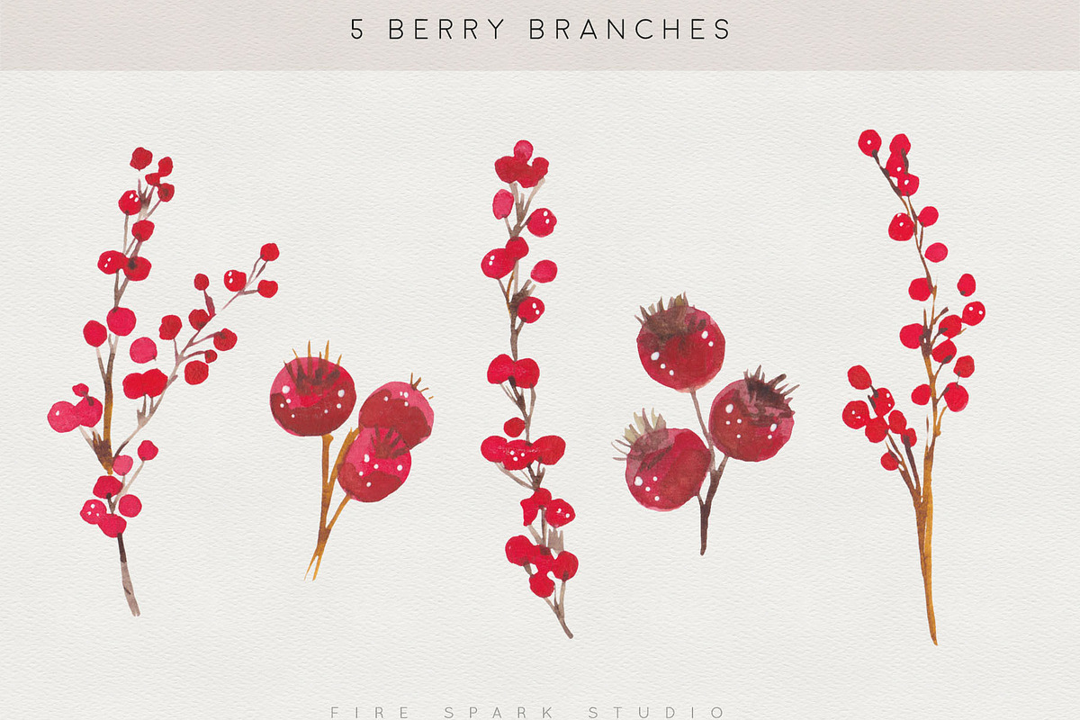 Winter Berry Watercolor Illustration, a Seasonal Illustration by Fire Spark Studio (Photo 2 of 7)