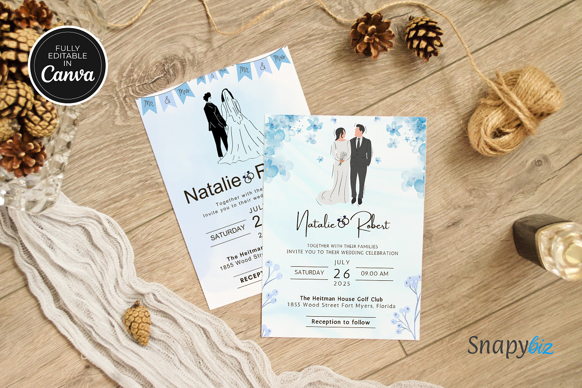 Navy Blue Wedding Invitation Temp, an Invitation Template by Snapybiz (Photo 9 of 10)