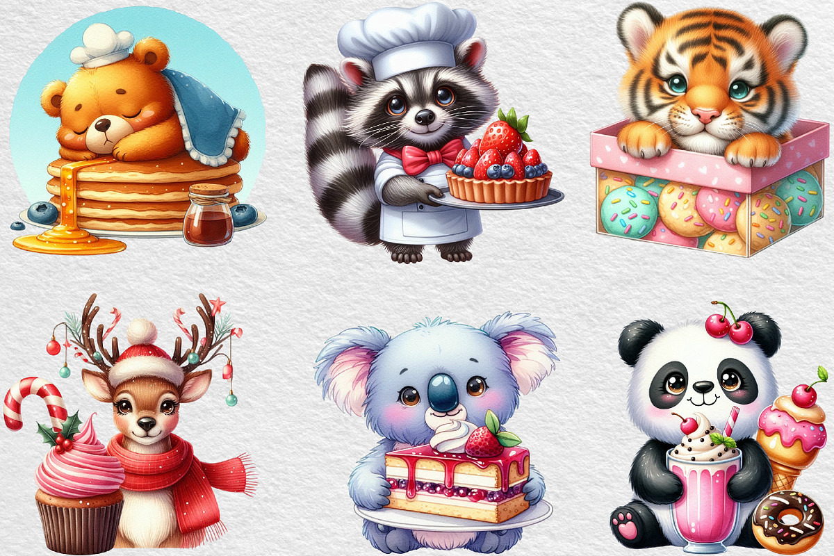 Watercolor Sweets Cute Bakery Animal, an Illustration by Black Bird Studio (Photo 4 of 4)