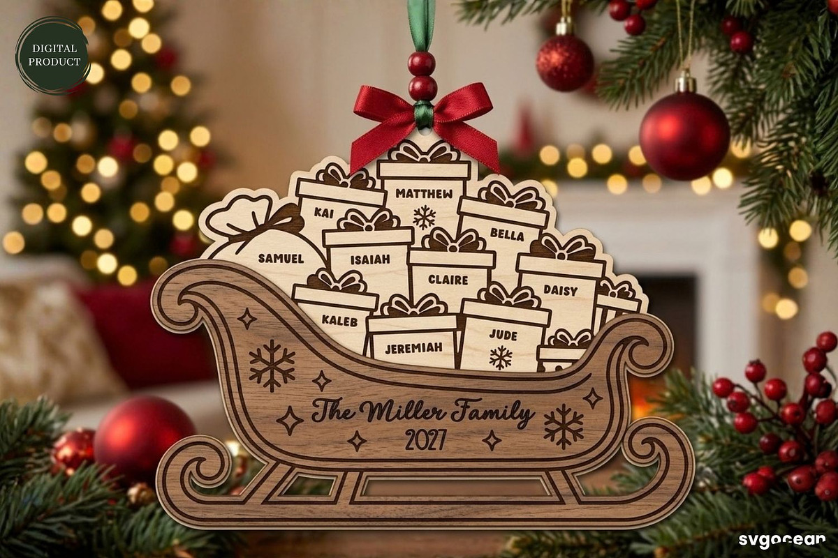 Santa Sleigh Ornaments SVG Bundle, a Decorative Illustration by svgocean (Photo 20 of 21)