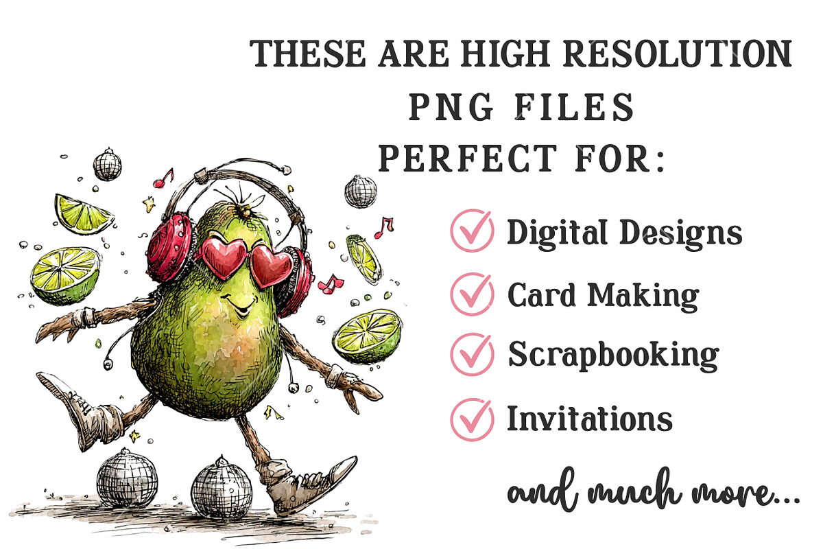 Quirky Valentine's Avocado Clipart, an Illustration by OK Design (Photo 4 of 6)