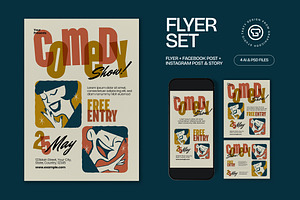 Brown Comedy Show Flyer Set, a Flyer Template by graphicook