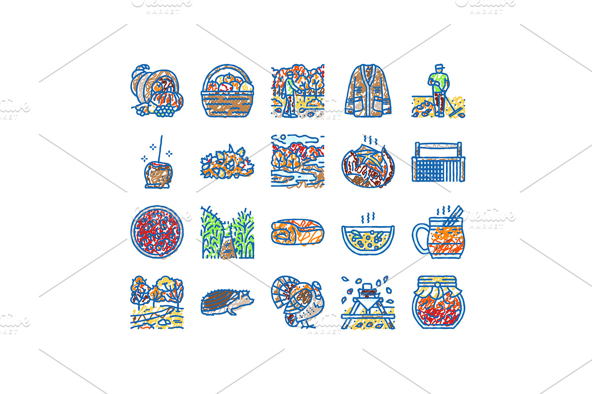 autumn season fall leaf nature icons, an Object Illustration by pikepicture