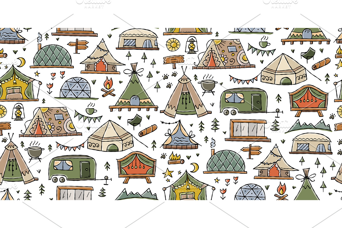 Glamping Adventures: Vector, a Texture Graphic by Kudryashka