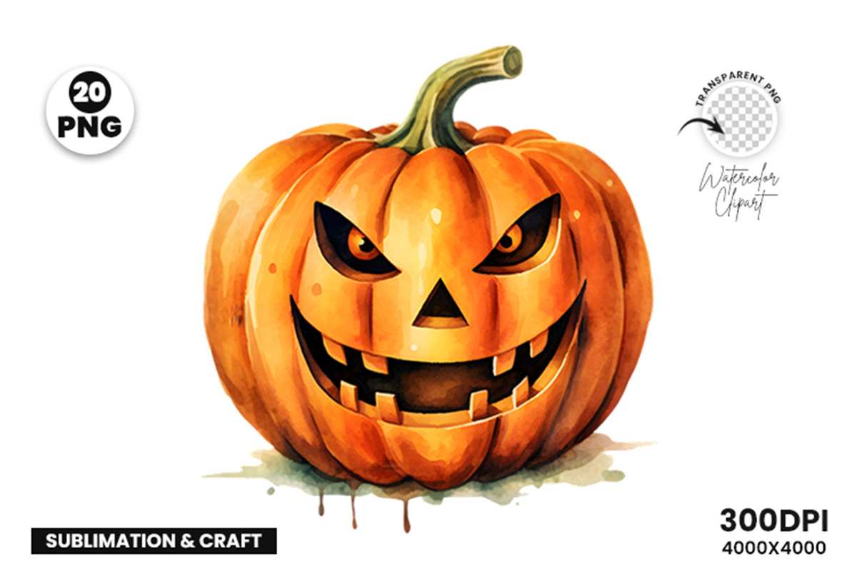 Halloween Jack-o-lantern PNG Bundle, a Seasonal Illustration by Creative Arslan (Photo 9 of 11)