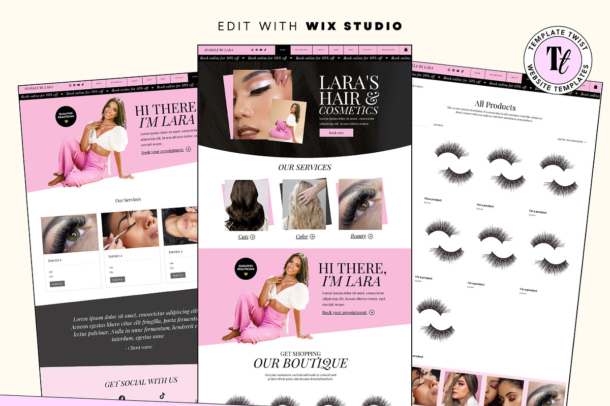Wix Salon Website Template Theme, a Wix Template by Template Twist Shop (Photo 2 of 10)