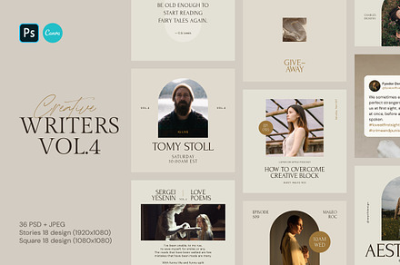Writers Social Media Pack Vol.4, a Social Media Template by September 5th