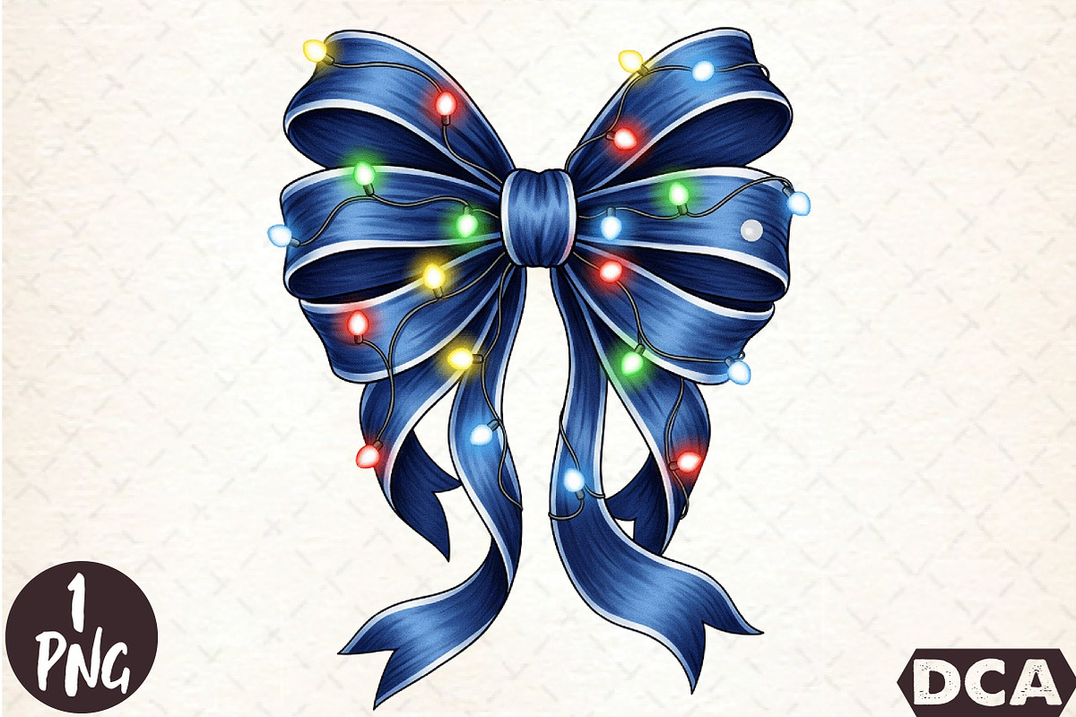 Light Bow Christmas PNG, an Illustration by DreamCafeArt (Photo 1 of 7)