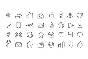 Social media ole line icons for app, an Object Illustration by winwin.art