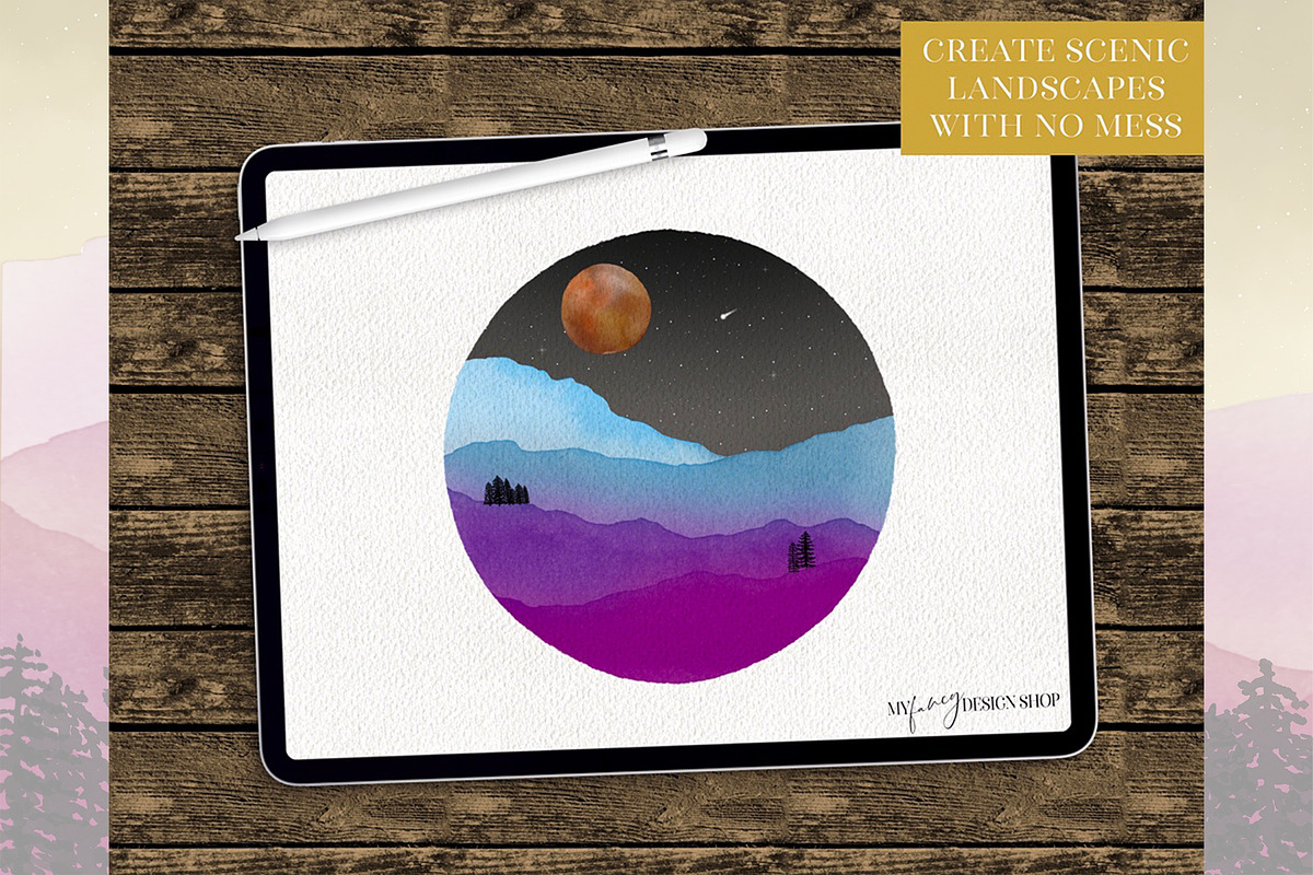 Procreate Landscape Watercolor Set, a Brush Add-On by My Fancy Design Shop (Photo 9 of 12)
