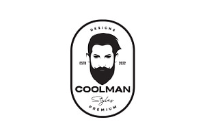 Macho Face Man Beard Logo