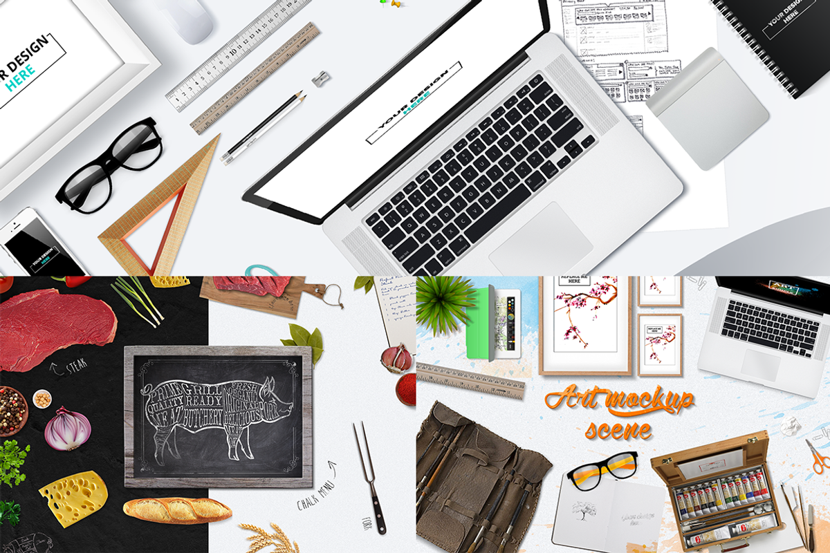 Big bundle Header Mock Up scenes, a Product Mockup by Leschinger.cz (Photo 1 of 2)