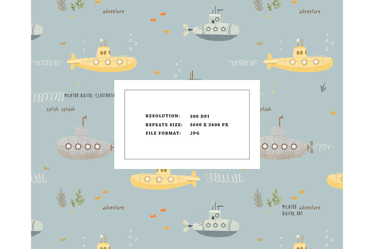 Submarine marine deep water pattern, a Pattern Graphic by Milatoo (Photo 3 of 4)