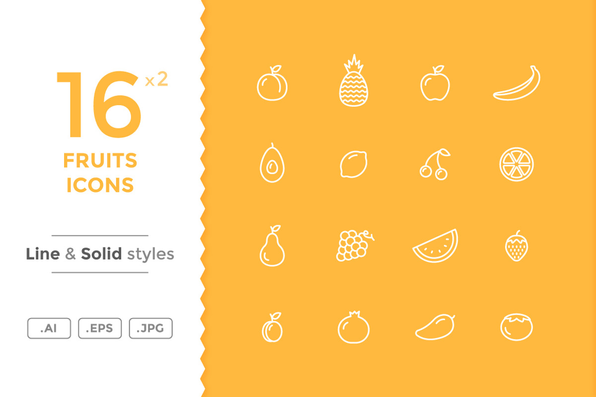 Fruits Icons, a Solid Icon by filborg (Photo 1 of 2)