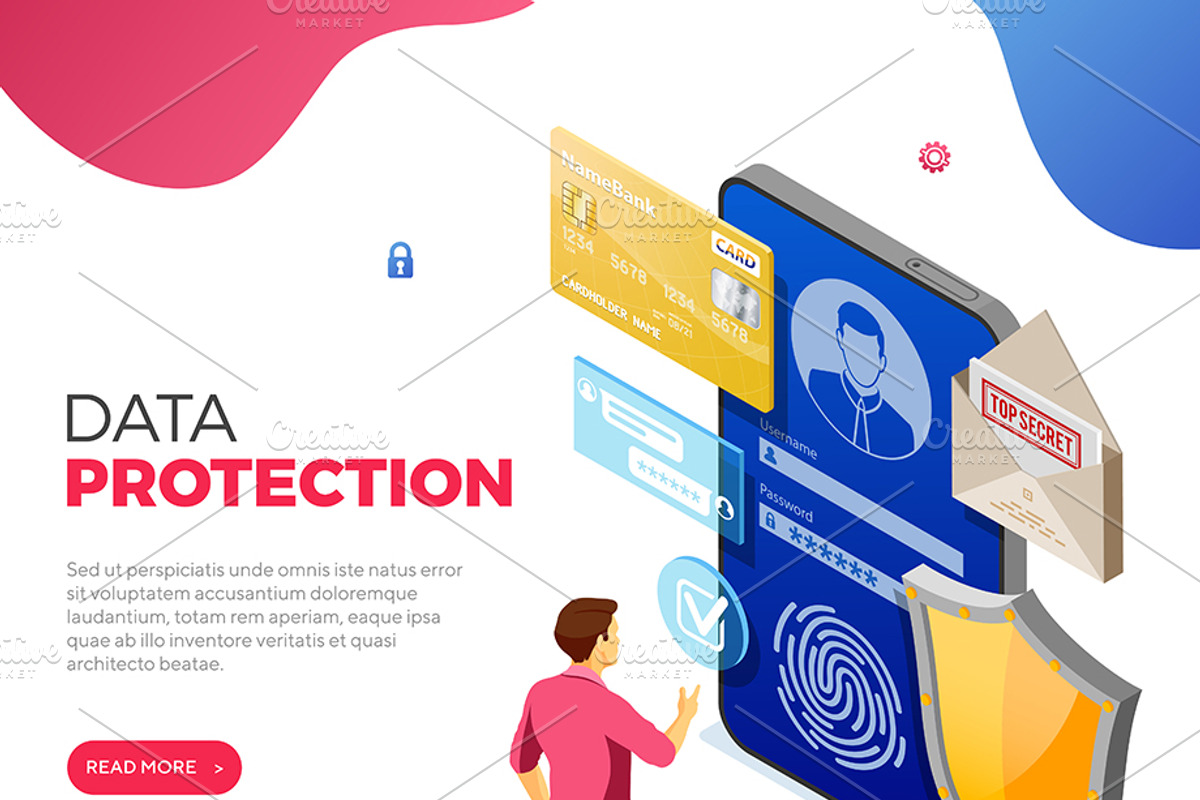 Cyber Security Isometric Concept, a Person Illustration by TAlex (Photo 4 of 6)