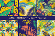 Set of seamless palm leaves patterns, an Illustration by VasilkovS (Thumbnail 1 of 3)