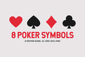 8 Playing Card Poker Symbols Set