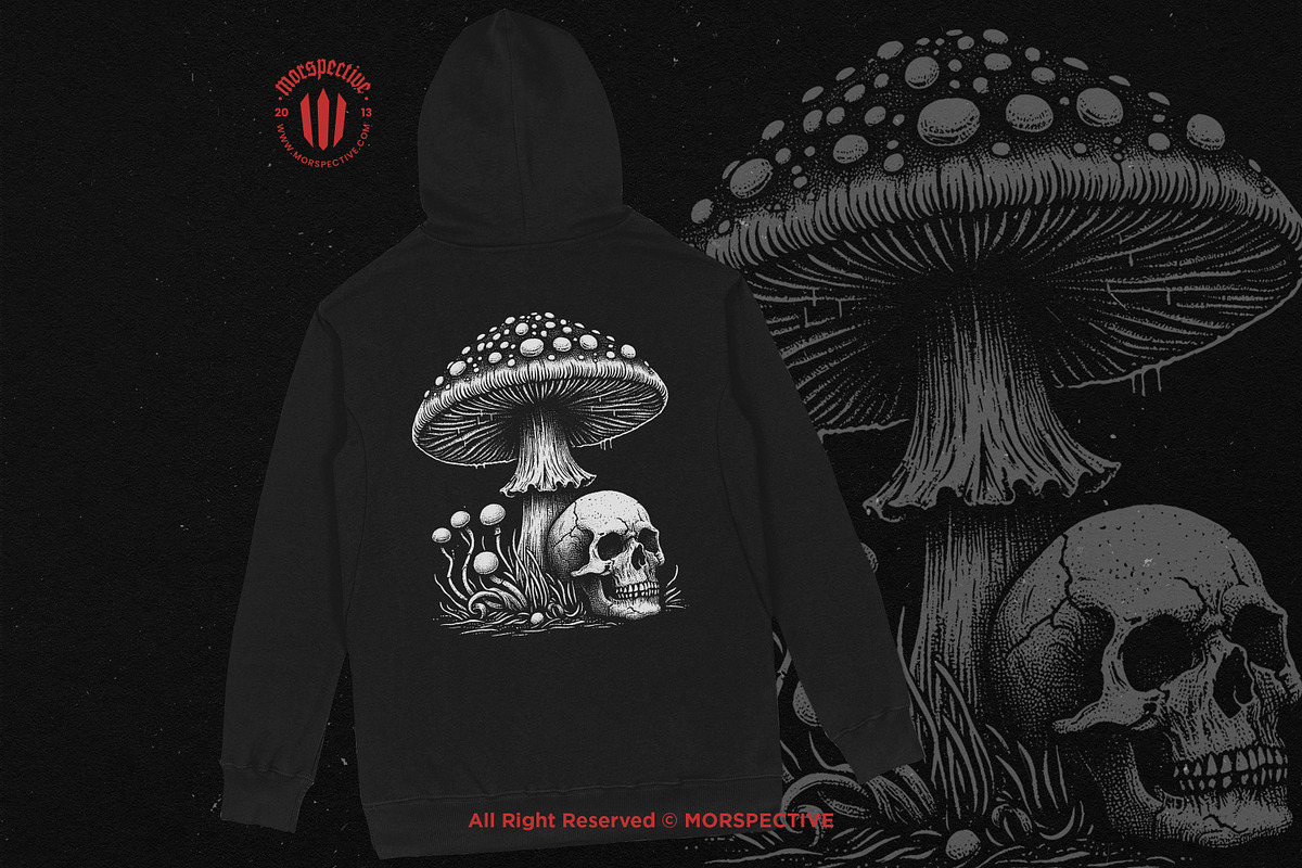 10 Bundle Dark Art Skull Mushroom, an Illustration by Morspective (Photo 4 of 7)