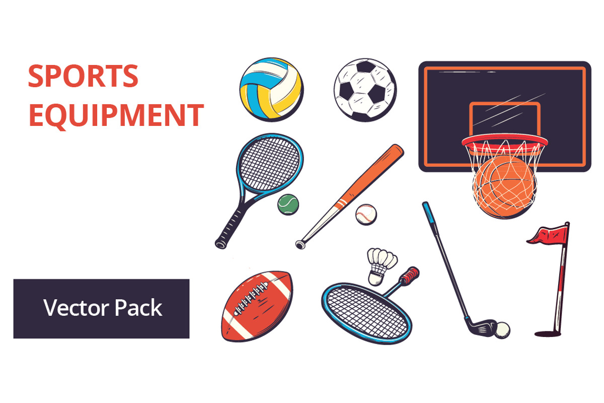 Sports Equipment Vector Pack, an Object Graphic by Jiwstudio (Photo 2 of 2)