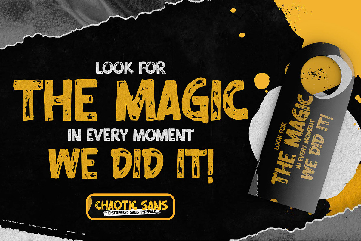 Chaotic Sans – Distressed Display, a Sans Serif Font by Almarkhatype (Photo 5 of 8)