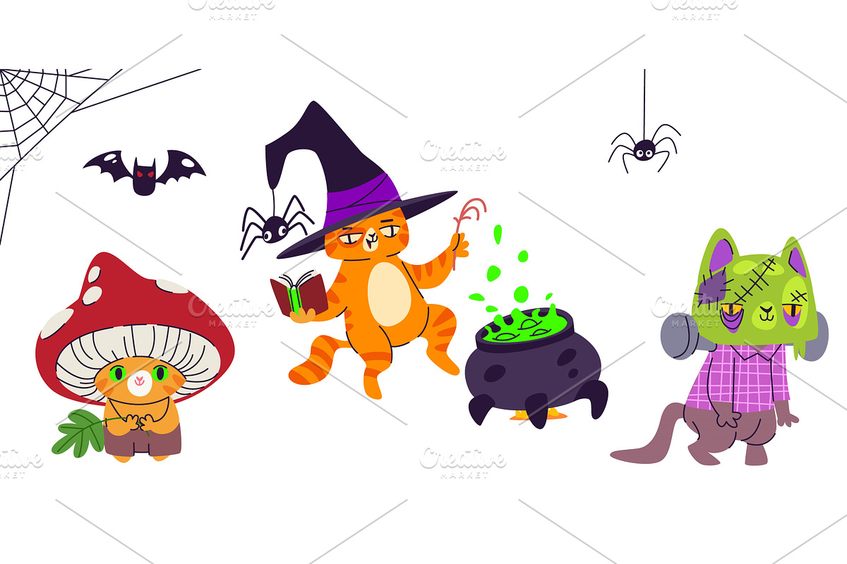 Cute pet characters in Halloween, an Animal Illustration by art PVP - market