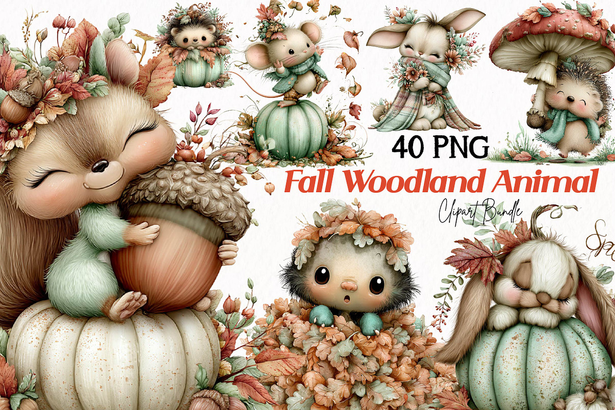 Fall Woodland Animal Clipart, a Seasonal Illustration by fashionaddict (Photo 1 of 7)