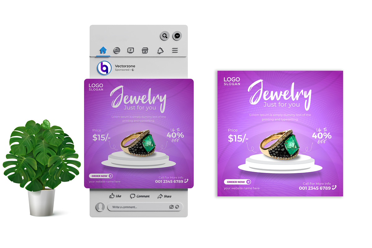 Jewelry Exhibition Social Media post, a Social Media Template by Vectorzone (Photo 2 of 3)