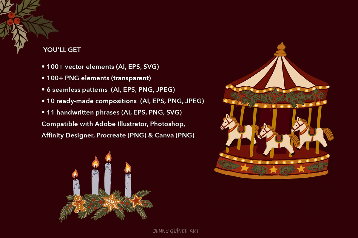 Cozy Christmas – Vector Clipart, a Seasonal Illustration by Jenny Quince (Photo 14 of 14)