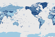Pacific Centered World Map, a Work Illustration by Cartorical (Thumbnail 2 of 6)