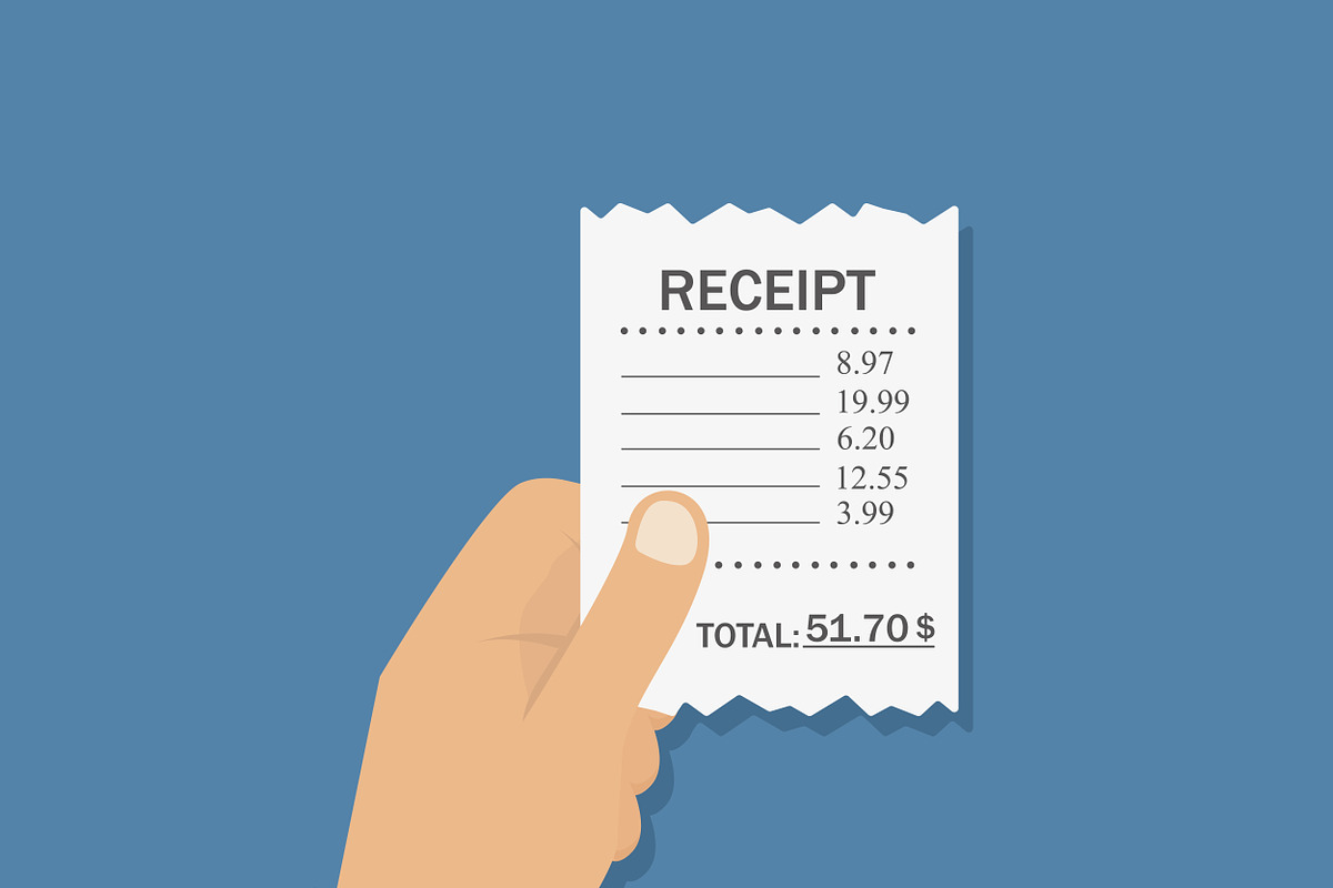 Hand holding receipt, a Finance Illustration by Drum-magic