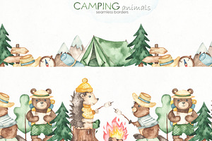 Camping Animals Watercolor