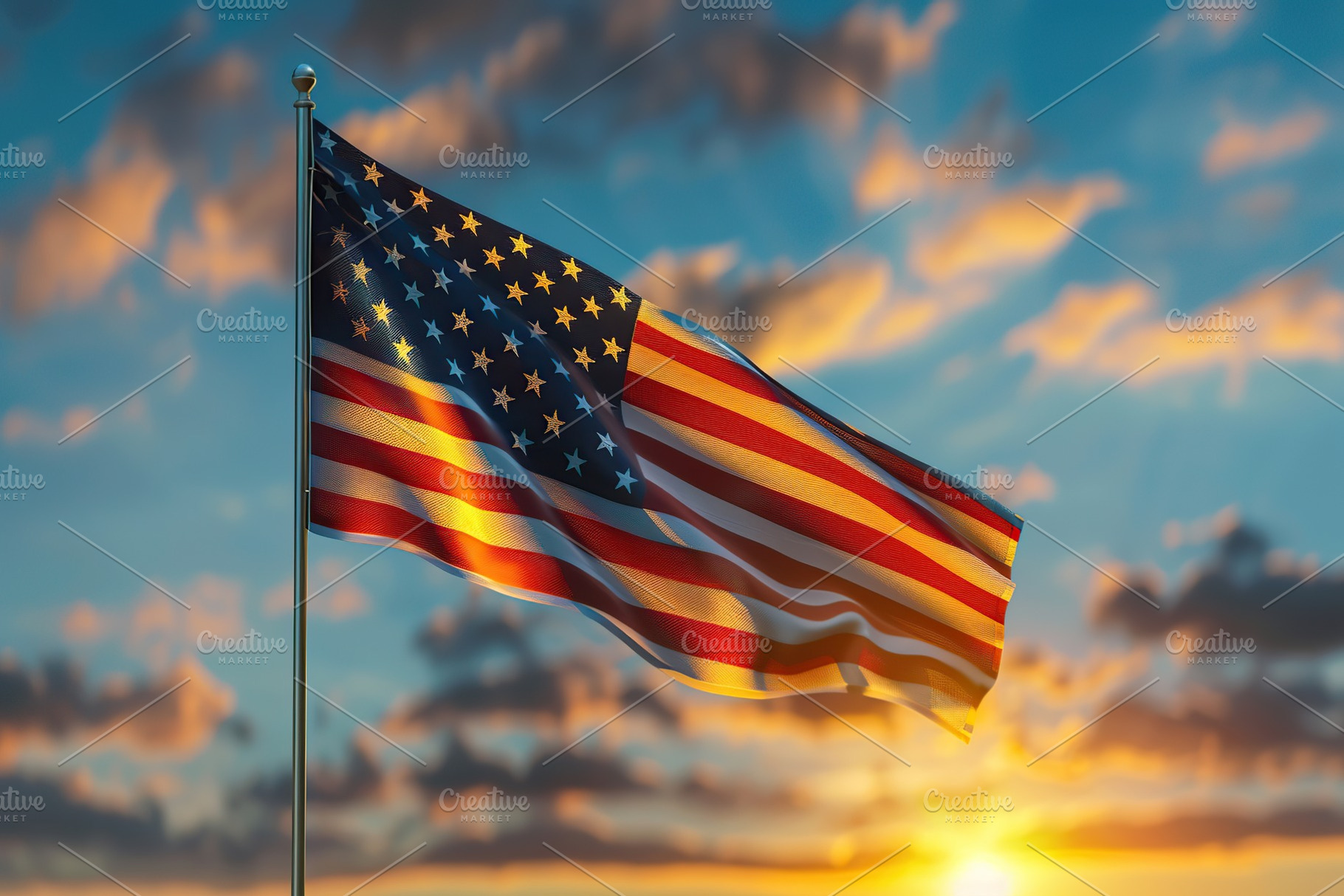 Independence day, waving american flag, a Photo by AlyaAnd