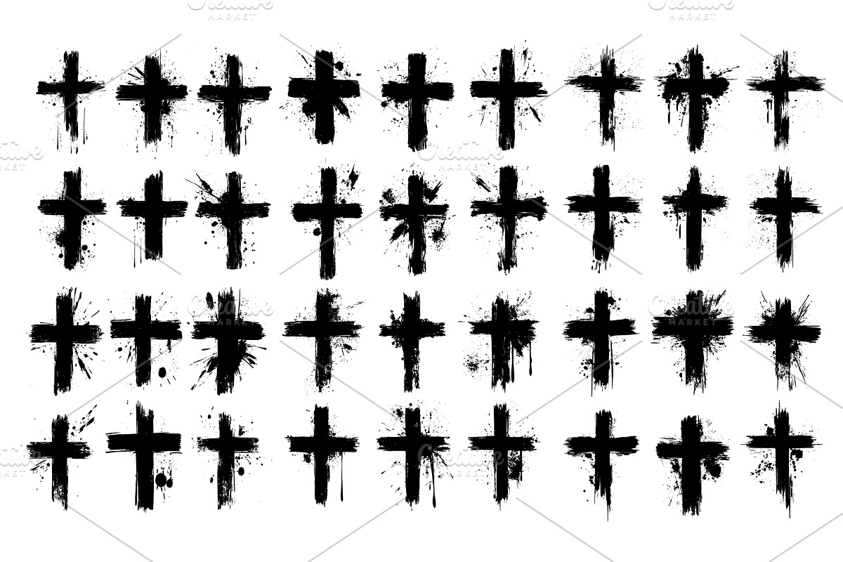 Grunge cross black ink vector set, an Illustration by Onyx