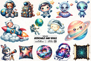 Watercolor Astronaut and Space PNG, an Illustration by Pixels.Craft (Thumbnail 1 of 7)