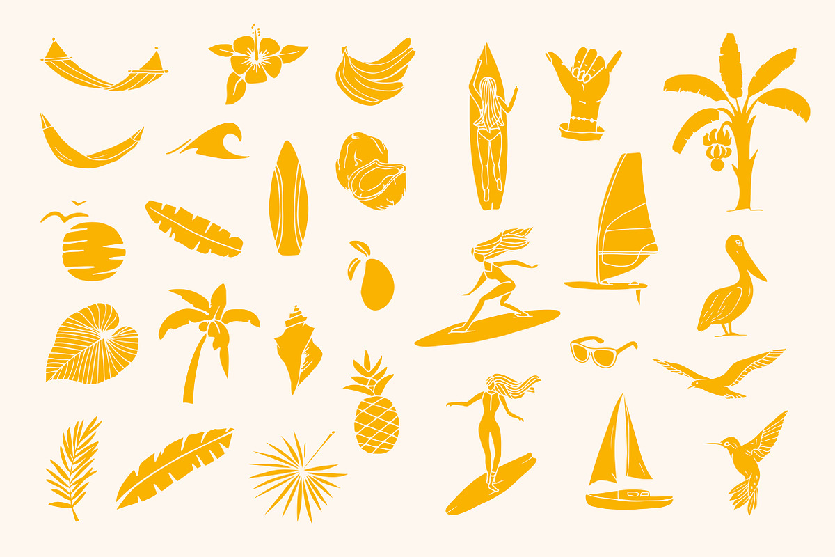 Surfer Girls Summer Graphics Set, an Illustration by Annakaroline (Photo 2 of 6)