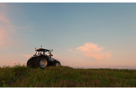 Farm Tractor Equipment at Sunrise