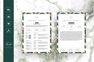 Leaf Floral Resume Template, a Resume Template by MH Design Template
