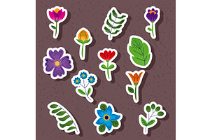 twelve floral garden icons, an Illustration by studiogstock