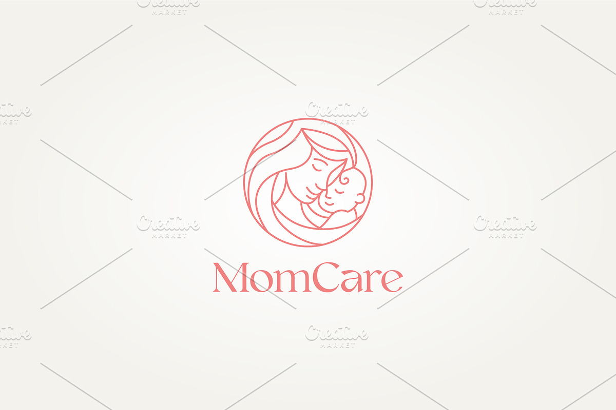 mom and baby care line art icon logo, a Branding & Logo Template by Blazybone