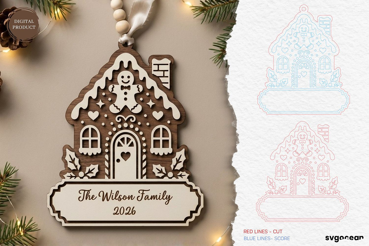 Gingerbread Houses Ornament Bundle, a Decorative Illustration by svgocean (Photo 9 of 13)