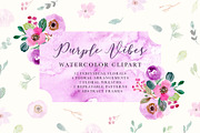 Purple Vibes - Watercolor Clipart, a Decorative Illustration by wulano (Thumbnail 1 of 7)