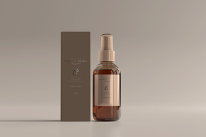 Amber Cosmetic Spray Bottle Mockup