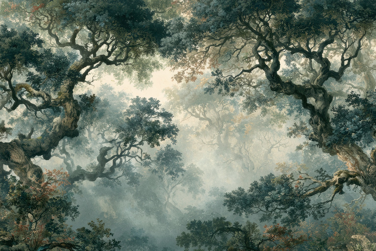 Vintage Forest Grain Wallpaper, an Illustration by Virgo Studio
