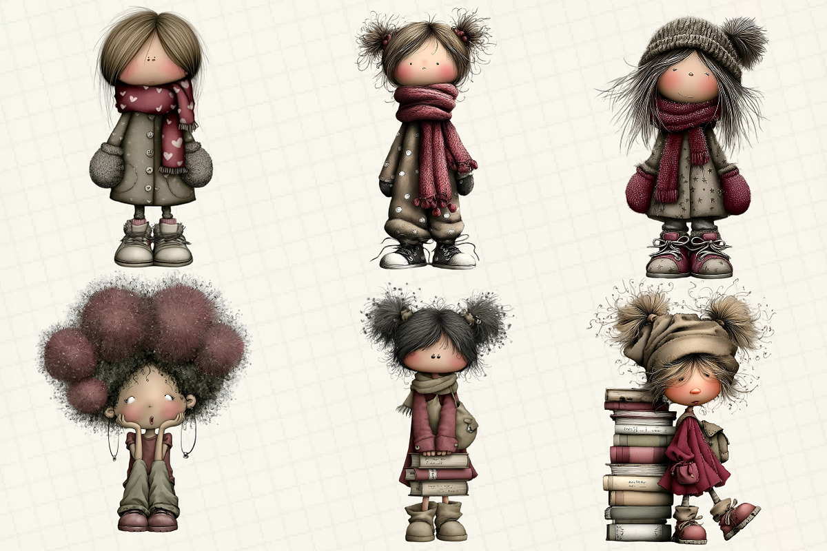 Whimsical Girls Clipart Bundle, an Illustration by DreamCafeArt (Photo 4 of 8)