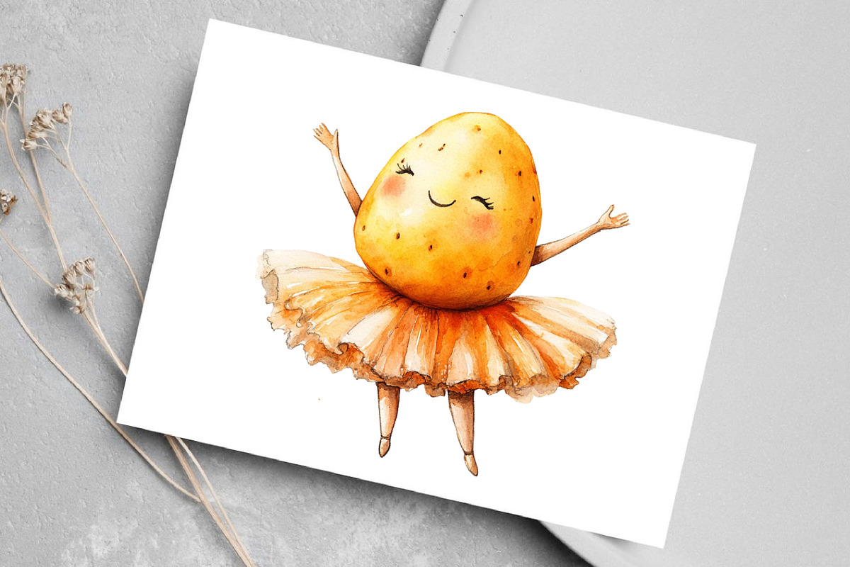 Watercolor Funny Potato Clipart, an Illustration by Canvas Craft (Photo 7 of 8)