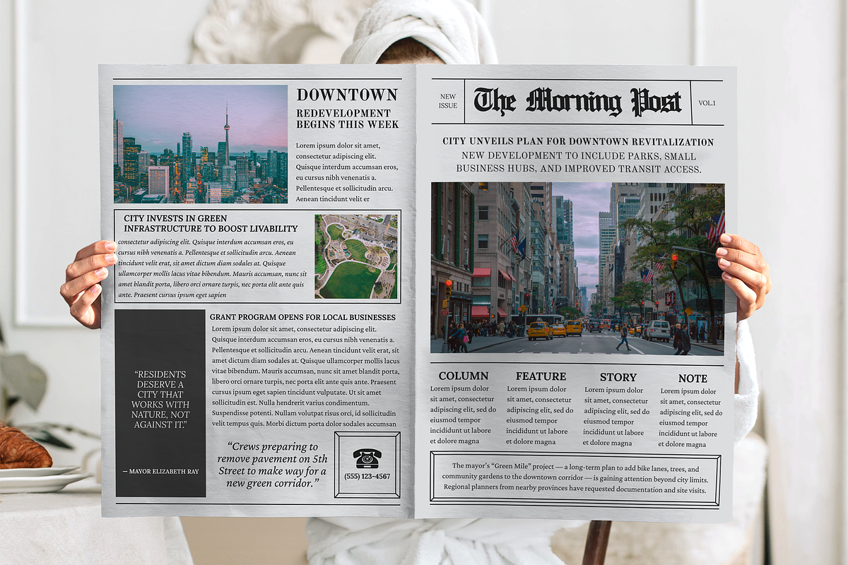 Vintage Newspaper Template, a Magazine Template by ZoloDesignHub (Photo 7 of 10)